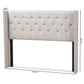 Ally Modern And Contemporary Greyish Beige Fabric Button-Tufted Nail head King Size Winged Headboard FredCo