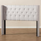 Ally Modern And Contemporary Greyish Beige Fabric Button-Tufted Nail head King Size Winged Headboard FredCo