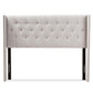 Ally Modern And Contemporary Greyish Beige Fabric Button-Tufted Nail head King Size Winged Headboard FredCo