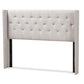 Ally Modern And Contemporary Greyish Beige Fabric Button-Tufted Nail head King Size Winged Headboard FredCo