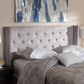 Ally Modern And Contemporary Greyish Beige Fabric Button-Tufted Nail head King Size Winged Headboard FredCo