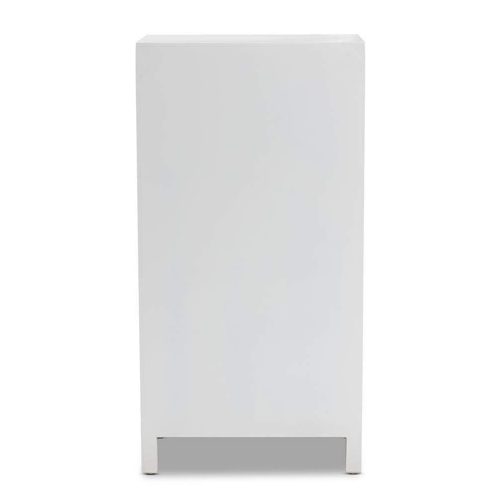 Alma Spanish Mediterranean Inspired White Wood and Blue Floral Tile Style 5-Drawer Accent Storage Cabinet FredCo