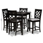 Alora Modern and Contemporary Grey Fabric Upholstered Espresso Brown Finished 5-Piece Wood Pub Set FredCo