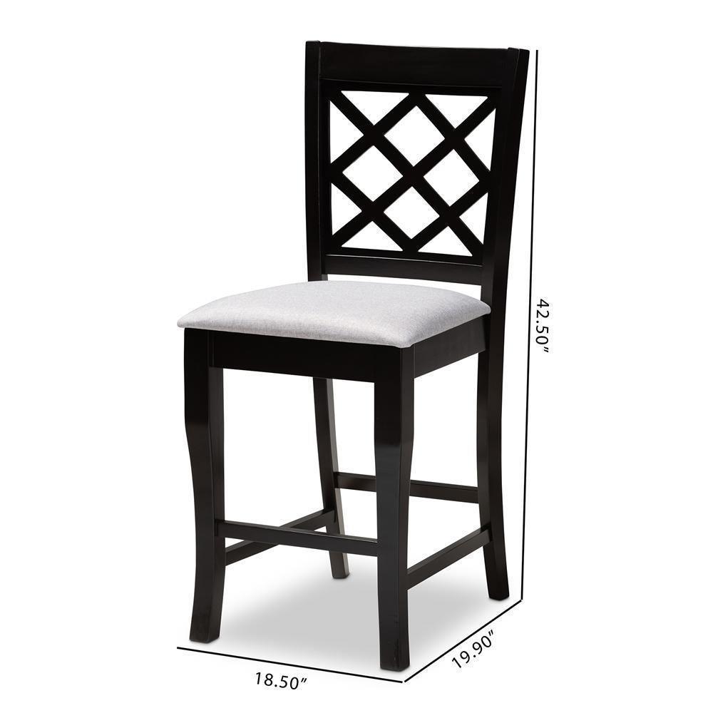Alora Modern and Contemporary Grey Fabric Upholstered Espresso Brown Finished Wood Counter Stool (Set of 2) FredCo
