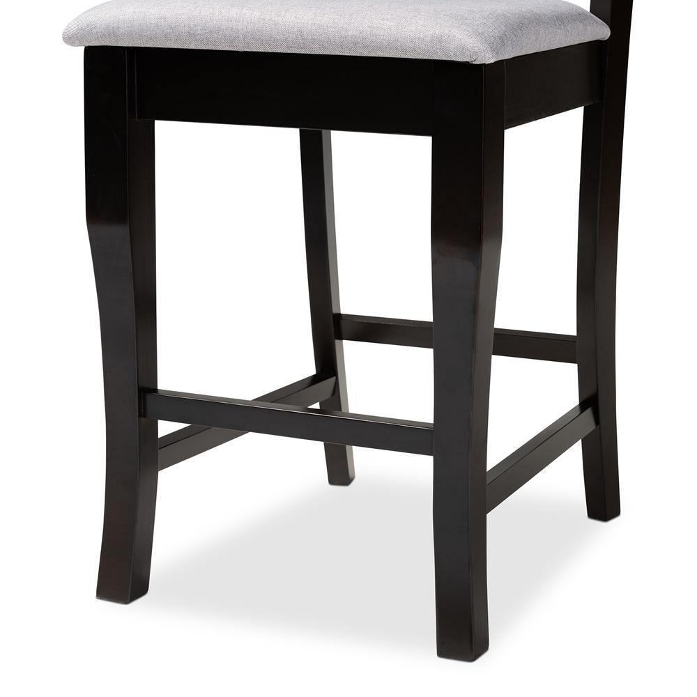 Alora Modern and Contemporary Grey Fabric Upholstered Espresso Brown Finished Wood Counter Stool (Set of 2) FredCo