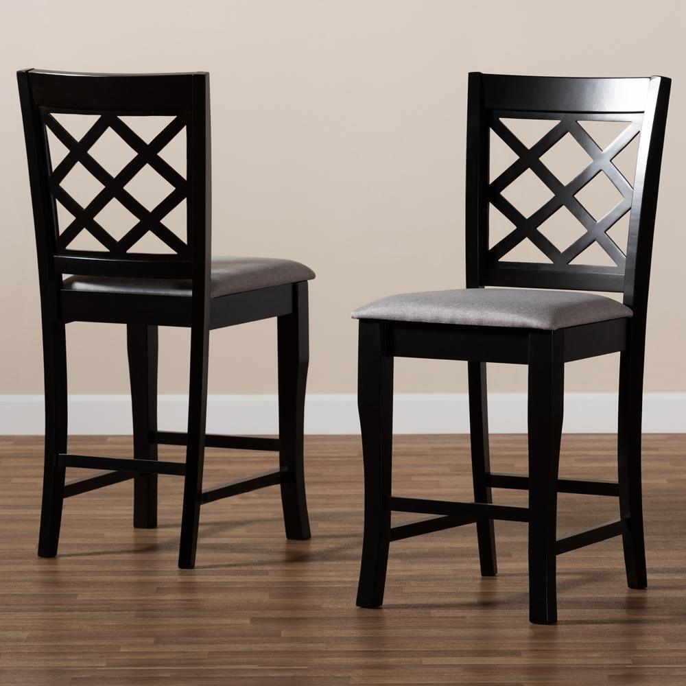 Alora Modern and Contemporary Grey Fabric Upholstered Espresso Brown Finished Wood Counter Stool (Set of 2) FredCo