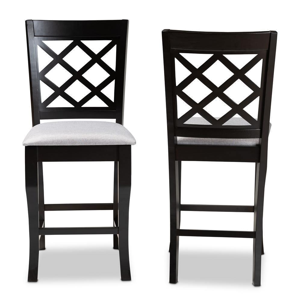 Alora Modern and Contemporary Grey Fabric Upholstered Espresso Brown Finished Wood Counter Stool (Set of 2) FredCo