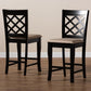 Alora Modern and Contemporary Sand Fabric Upholstered Espresso Brown Finished Wood Counter Stool (Set of 2) FredCo