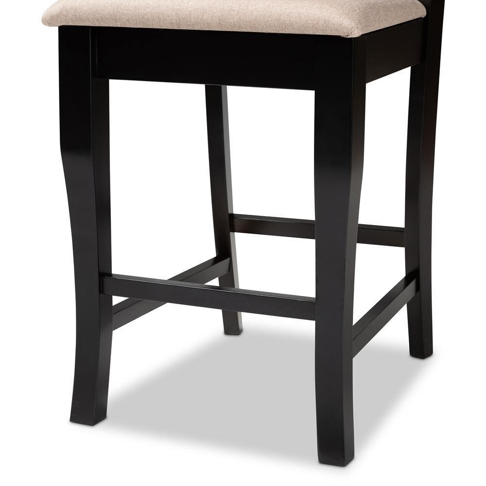 Alora Modern and Contemporary Sand Fabric Upholstered Espresso Brown Finished Wood Counter Stool (Set of 2) FredCo