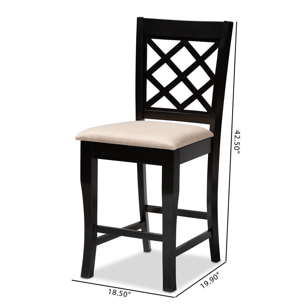 Alora Modern and Contemporary Sand Fabric Upholstered Espresso Brown Finished Wood Counter Stool (Set of 2) FredCo