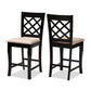 Alora Modern and Contemporary Sand Fabric Upholstered Espresso Brown Finished Wood Counter Stool (Set of 2) FredCo
