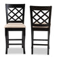 Alora Modern and Contemporary Sand Fabric Upholstered Espresso Brown Finished Wood Counter Stool (Set of 2) FredCo