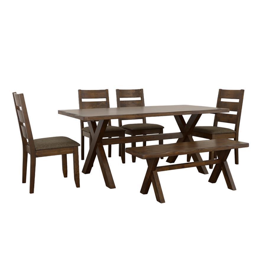 Alston Dining Room Set Knotty Nutmeg and Grey 106381-S6 Coaster FredCo