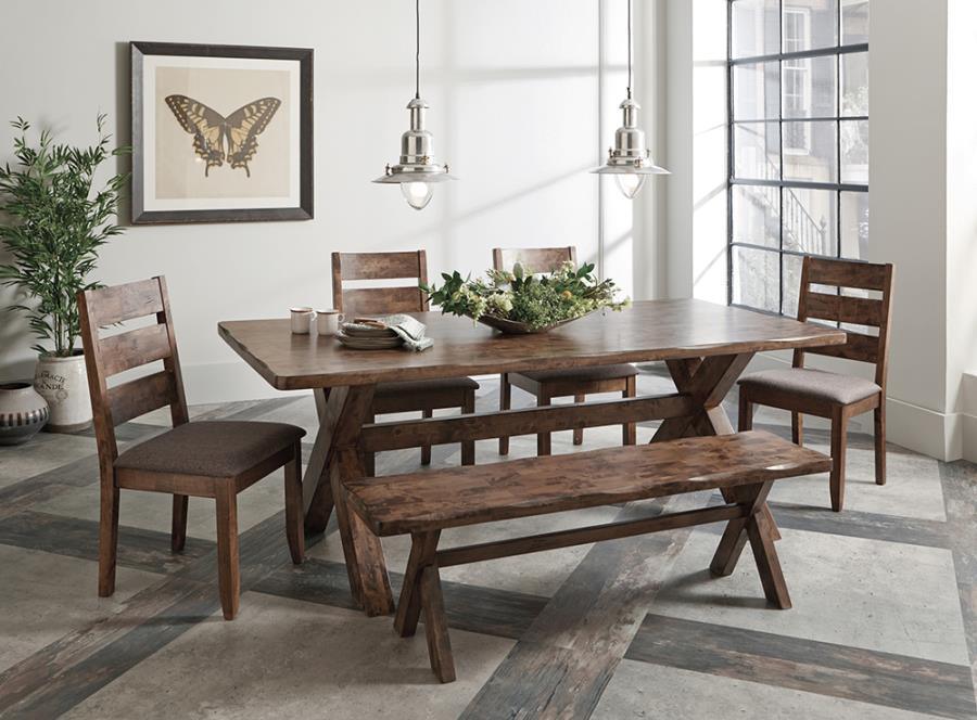 Alston Dining Room Set Knotty Nutmeg and Grey 106381-S6 Coaster FredCo