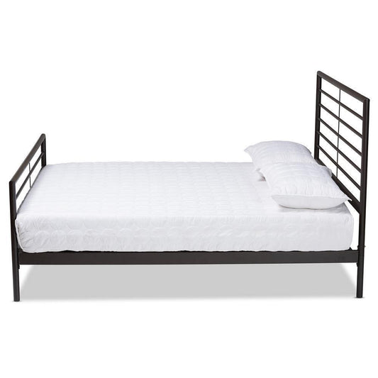 Alva Modern and Contemporary Industrial Black Finished Metal Full Size Platform Bed FredCo
