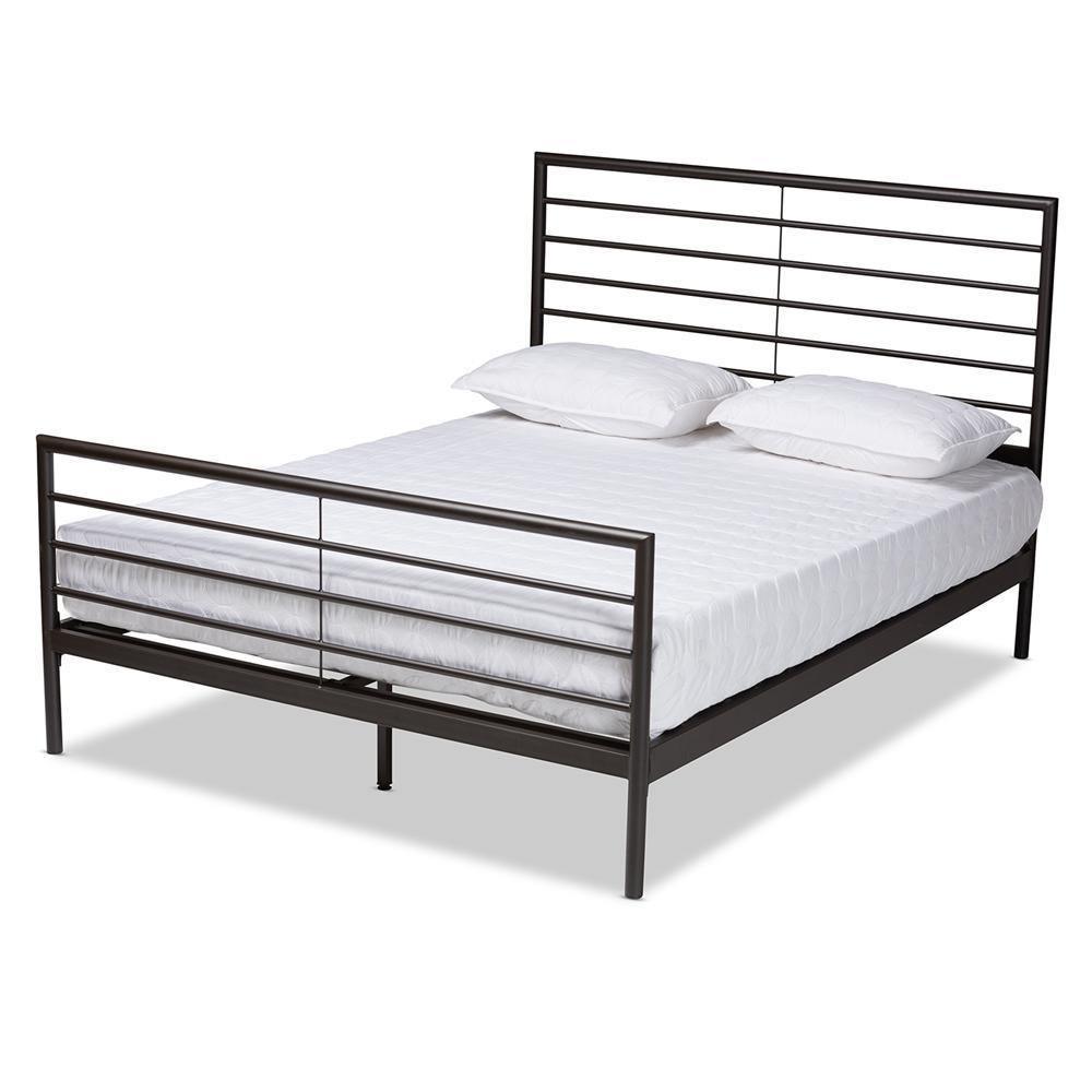 Alva Modern and Contemporary Industrial Black Finished Metal Queen Size Platform Bed FredCo