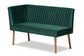 Alvis Mid-Century Modern Emerald Green Velvet Upholstered and Walnut Brown Finished Wood 3-Piece Dining Nook Set FredCo