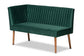 Alvis Mid-Century Modern Emerald Green Velvet Upholstered and Walnut Brown Finished Wood 4-Piece Dining Nook Set FredCo