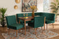 Alvis Mid-Century Modern Emerald Green Velvet Upholstered and Walnut Brown Finished Wood 5-Piece Dining Nook Set FredCo