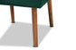 Alvis Mid-Century Modern Emerald Green Velvet Upholstered and Walnut Brown Finished Wood Dining Chair FredCo