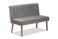 Alvis Mid-Century Modern Grey Velvet Upholstered and Walnut Brown Finished Wood 3-Piece Dining Nook Set FredCo