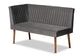 Alvis Mid-Century Modern Grey Velvet Upholstered and Walnut Brown Finished Wood 3-Piece Dining Nook Set FredCo
