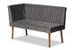 Alvis Mid-Century Modern Grey Velvet Upholstered and Walnut Brown Finished Wood 5-Piece Dining Nook Set FredCo