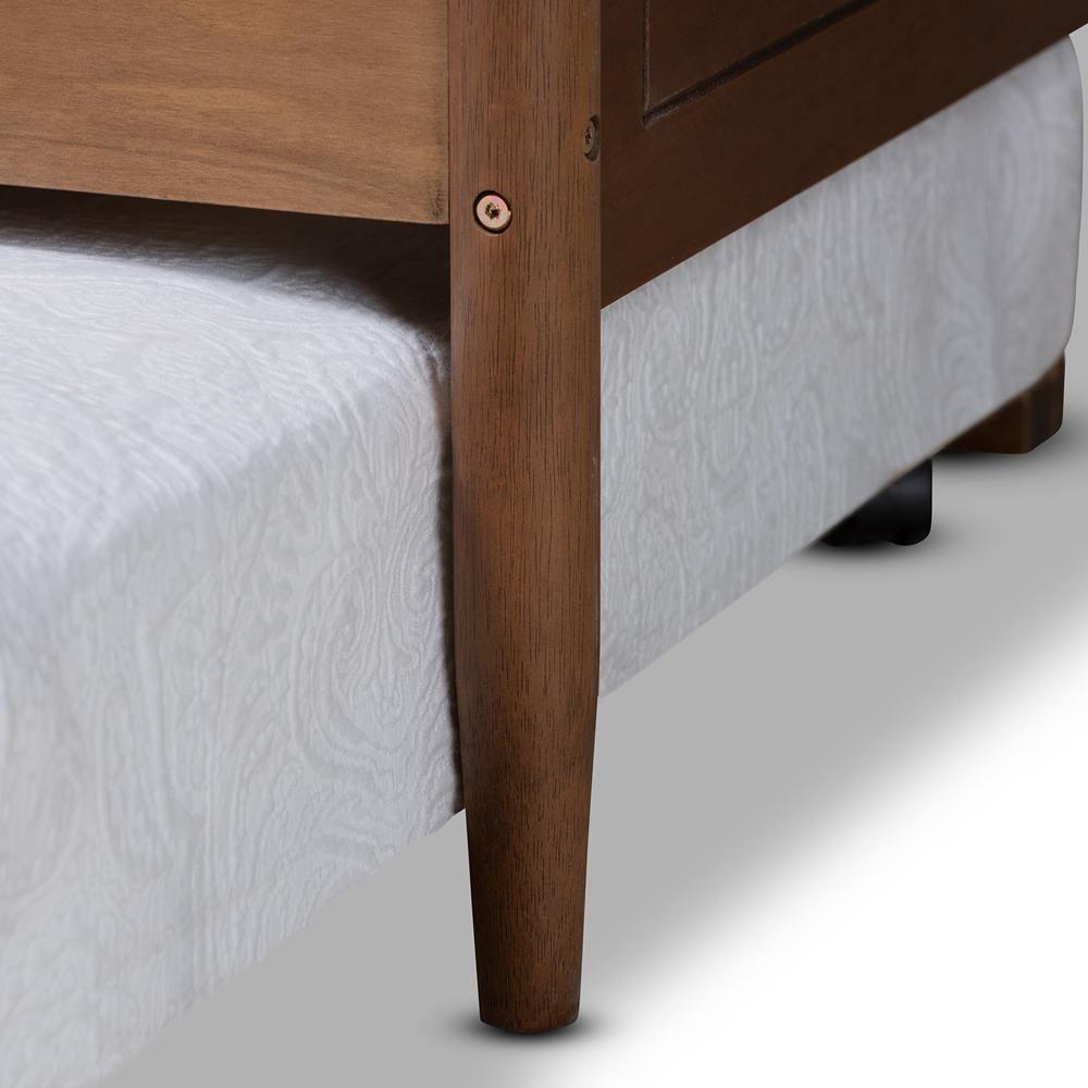 Alya Classic Traditional Farmhouse Walnut Brown Finished Wood Full Size Daybed with Roll-Out Trundle Bed FredCo