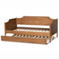 Alya Classic Traditional Farmhouse Walnut Brown Finished Wood Twin Size Daybed with Roll-Out Trundle Bed FredCo