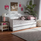 Alya Classic Traditional Farmhouse White Finished Wood Full Size Daybed with Roll-Out Trundle Bed FredCo