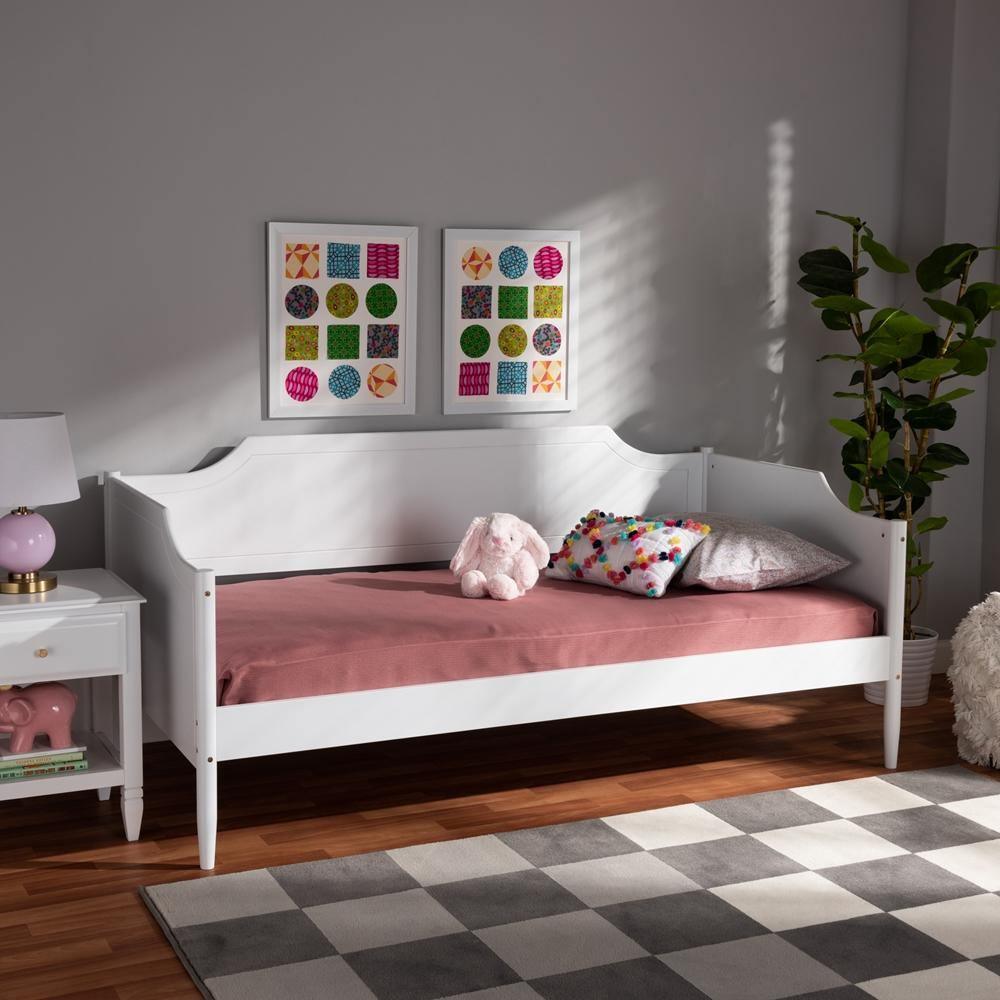 Alya Classic Traditional Farmhouse White Finished Wood Twin Size Daybed FredCo