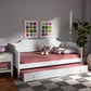 Alya Classic Traditional Farmhouse White Finished Wood Twin Size Daybed with Roll-Out Trundle Bed FredCo