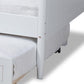 Alya Classic Traditional Farmhouse White Finished Wood Twin Size Daybed with Roll-Out Trundle Bed FredCo