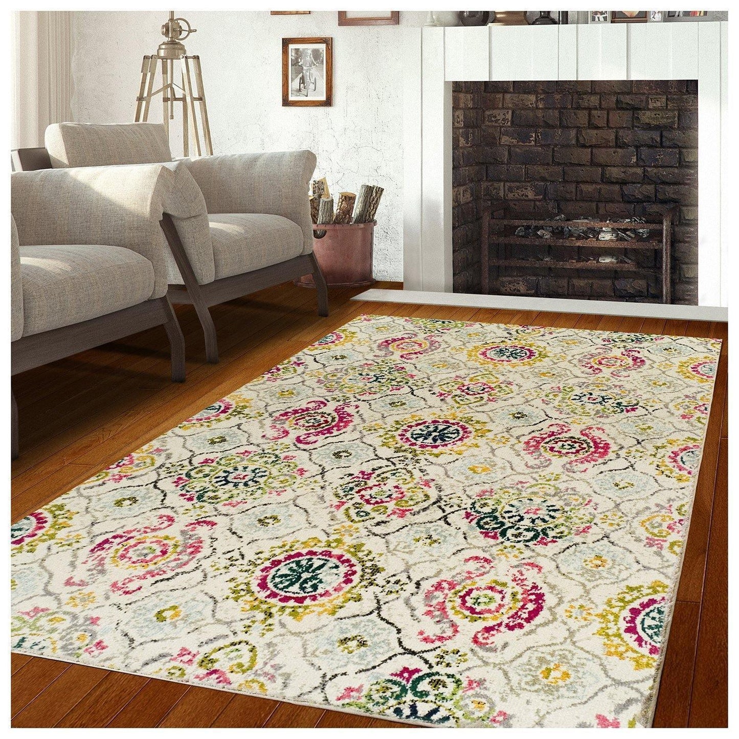 Alyzia Modern Floral Damask Rug FredCo