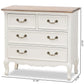 Amalie Antique French Country Cottage Two-Tone White and Oak Finished 4-Drawer Accent Storage Cabinet FredCo