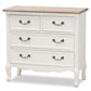 Amalie Antique French Country Cottage Two-Tone White and Oak Finished 4-Drawer Accent Storage Cabinet FredCo