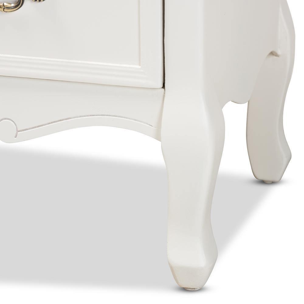 Amalie Antique French Country Cottage Two-Tone White and Oak Finished 4-Drawer Accent Storage Cabinet FredCo
