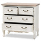 Amalie Antique French Country Cottage Two-Tone White and Oak Finished 4-Drawer Accent Storage Cabinet FredCo