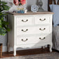 Amalie Antique French Country Cottage Two-Tone White and Oak Finished 4-Drawer Accent Storage Cabinet FredCo