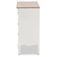 Amalie Antique French Country Cottage Two-Tone White and Oak Finished 4-Drawer Accent Storage Cabinet FredCo