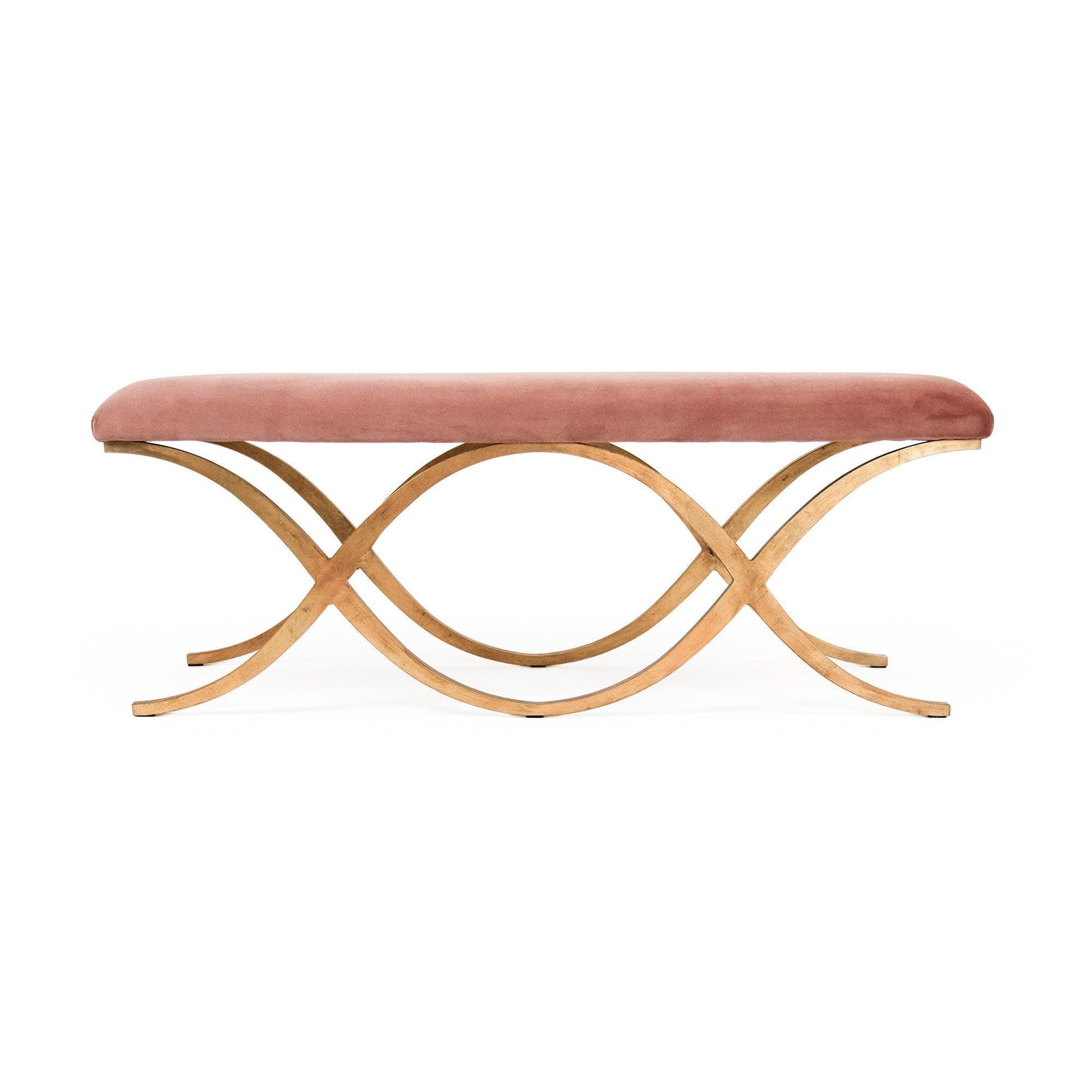 Amara Double Bench, Rose Velvet FredCo