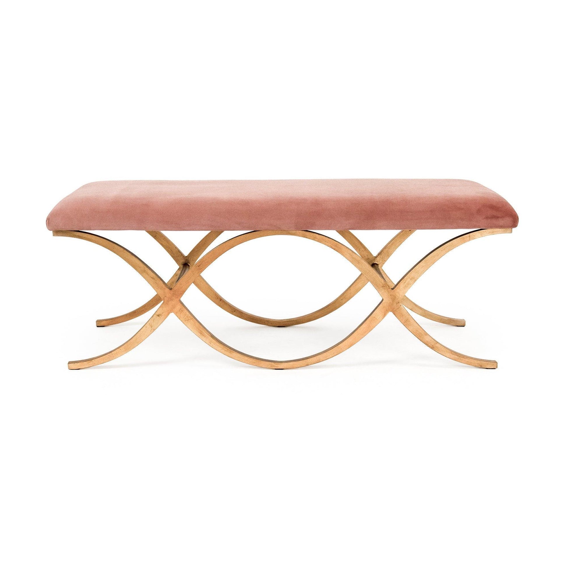 Amara Double Bench, Rose Velvet FredCo