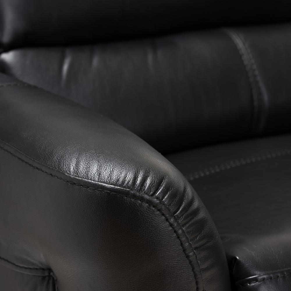 Amaris Modern and Contemporary Black Bonded Leather 5-Piece Power Reclining Sectional Sofa with USB Ports FredCo