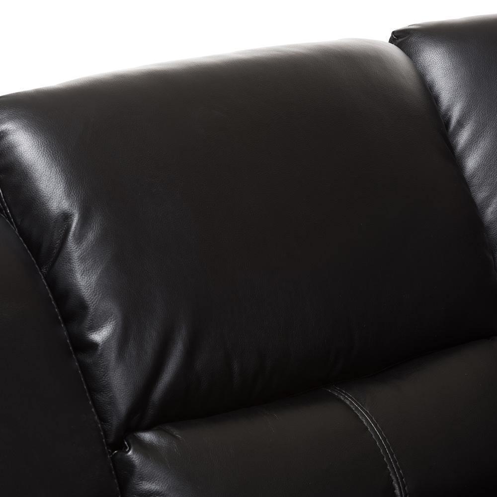 Amaris Modern and Contemporary Black Bonded Leather 5-Piece Power Reclining Sectional Sofa with USB Ports FredCo