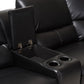 Amaris Modern and Contemporary Black Bonded Leather 5-Piece Power Reclining Sectional Sofa with USB Ports FredCo