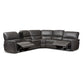 Amaris Modern and Contemporary Grey Bonded Leather 5-Piece Power Reclining Sectional Sofa with USB Ports FredCo