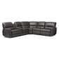 Amaris Modern and Contemporary Grey Bonded Leather 5-Piece Power Reclining Sectional Sofa with USB Ports FredCo