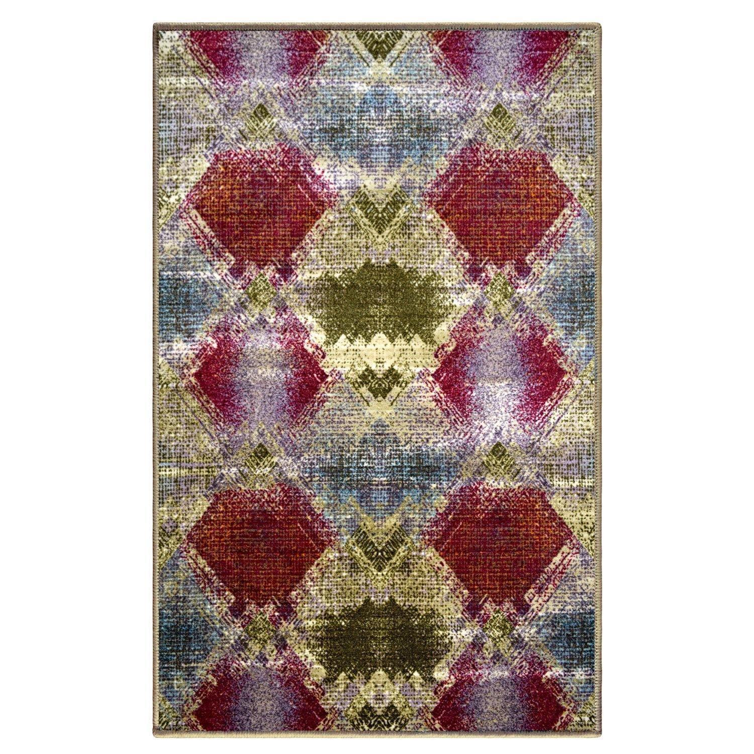 Amarsi Non-Slip Foldable Modern Abstract Trellis Rug FredCo