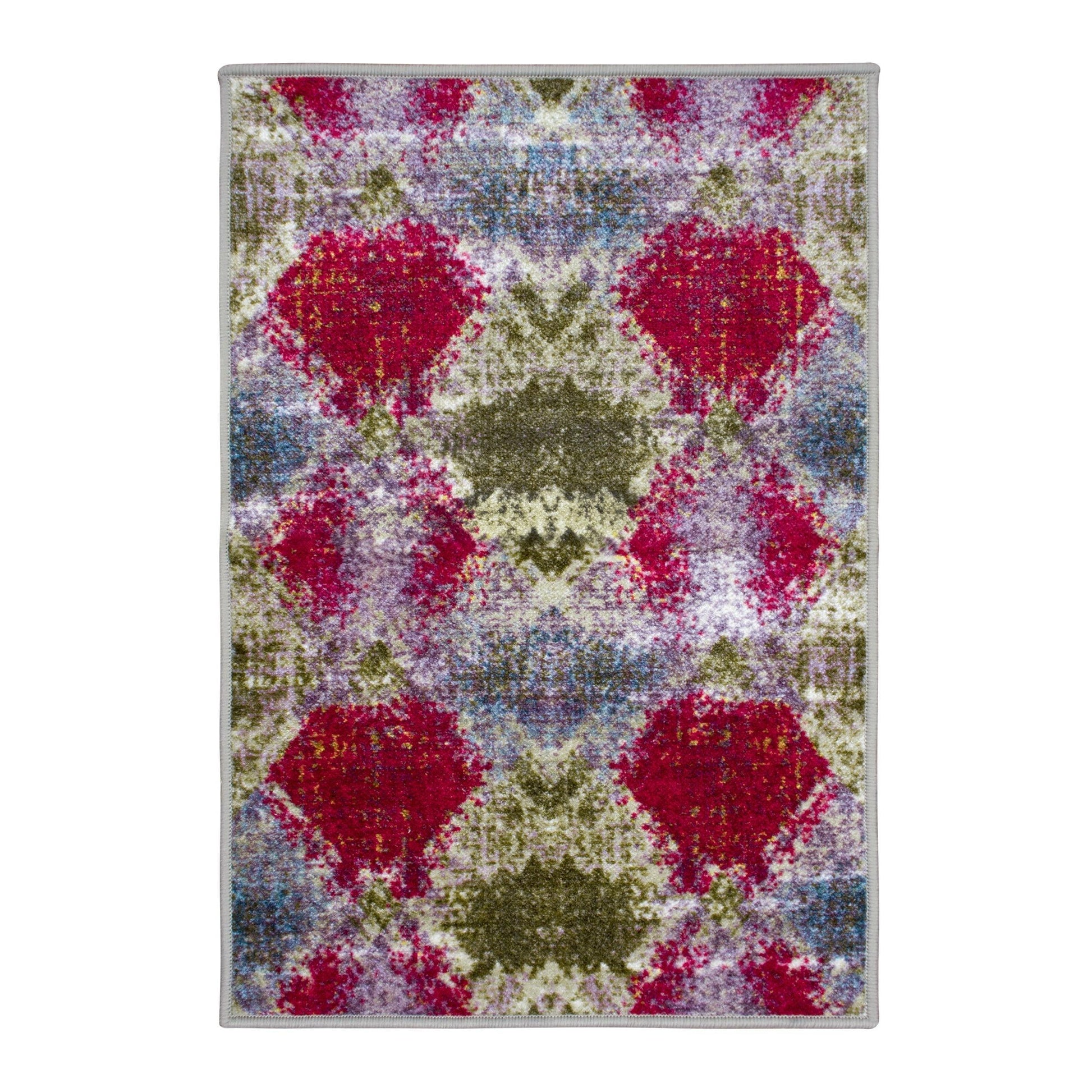 Amarsi Non-Slip Foldable Modern Abstract Trellis Rug FredCo