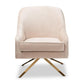 Amaya Luxe and Glamour Light Beige Velvet Fabric Upholstered Gold Finished Base Lounge Chair FredCo